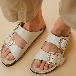 Birkenstock Arizona Big Buckle Sandals high shine Ecru ( off white) size 39